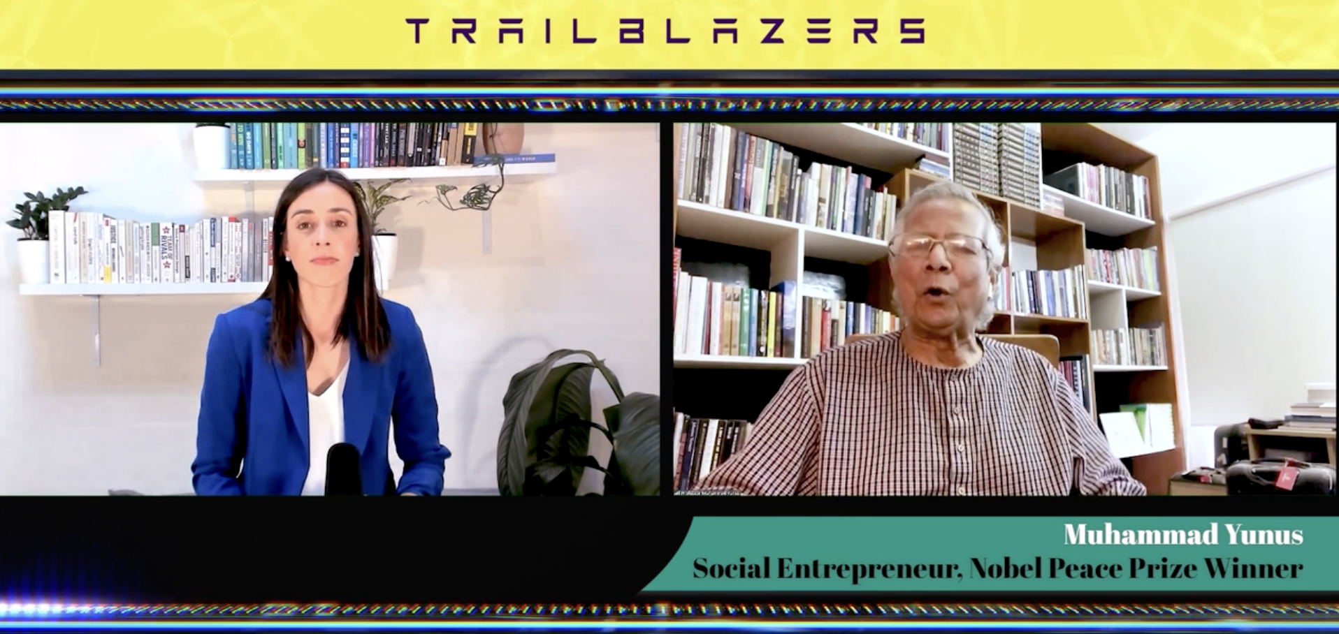 Holly Ransom interviewing Nobel Peace Prize Winner Muhammed Yunus virtually