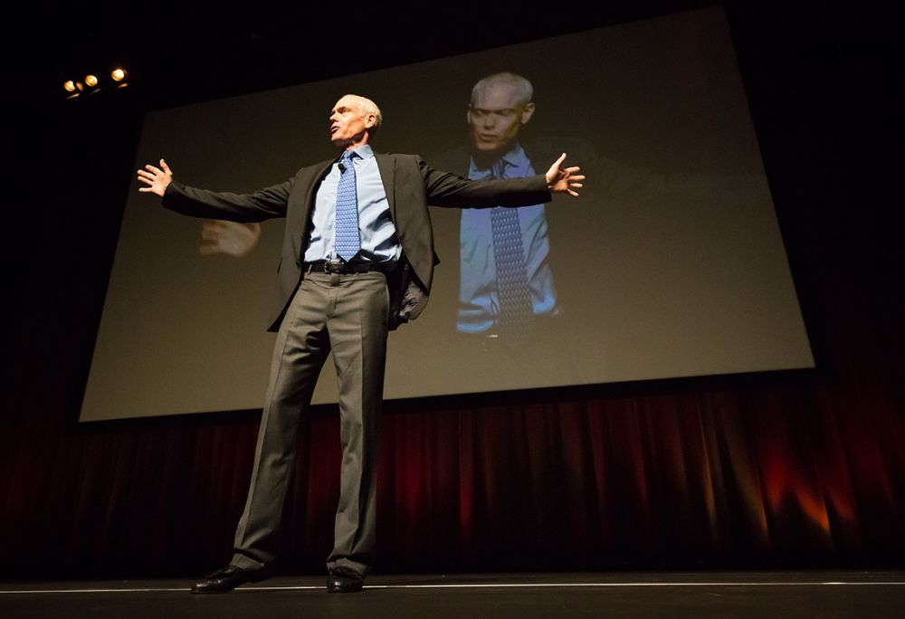 Jim Collins on stage - image courtesy Growth Faculty