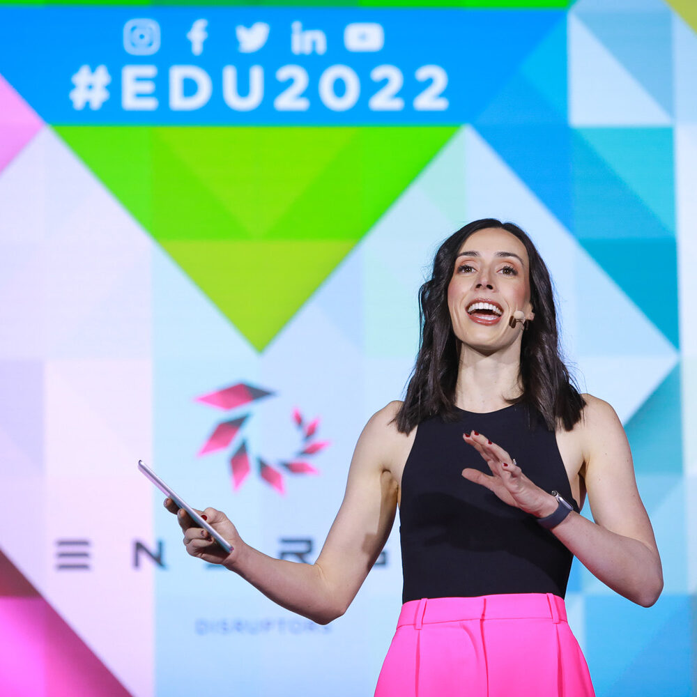 Holly Ransom, global leadership speaker, delivering a keynote onstage