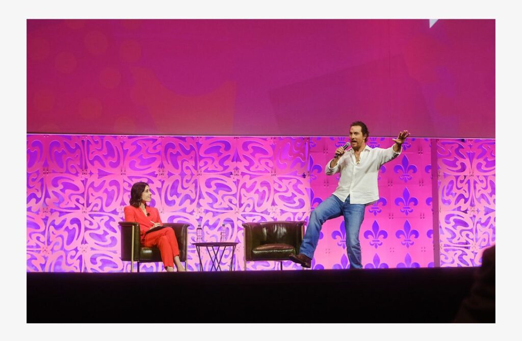 Matthew McConaughey sharing leadership storytelling techniques with executives at ATD Conference